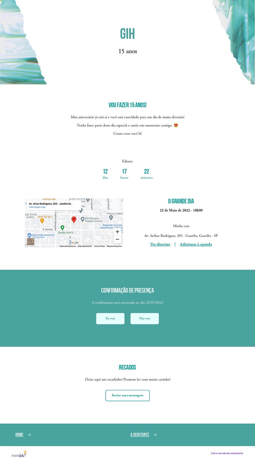 Convite Online Aniversário de 15 anos - Estilo Holográfico Verde | FestaLab