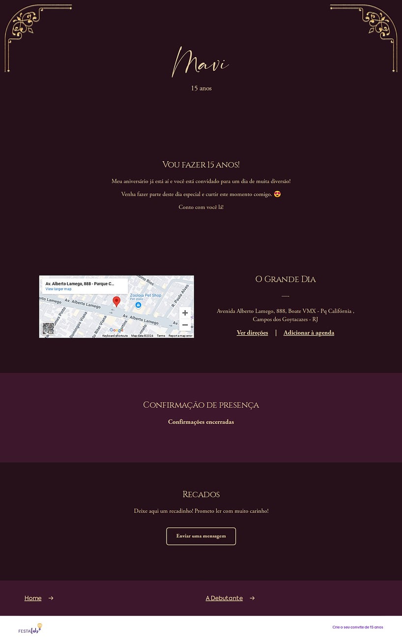 Convite Online Aniversário de 15 anos - Festa do Oscar | FestaLab