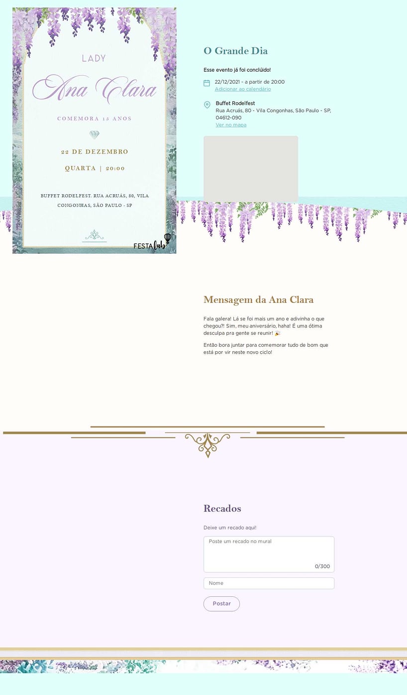Convite Online Aniversário de 15 anos - Flores de Bridgerton | FestaLab