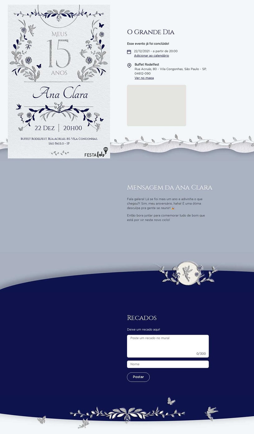Convite Online Aniversário de 15 anos - Jardim azul 15 anos | FestaLab