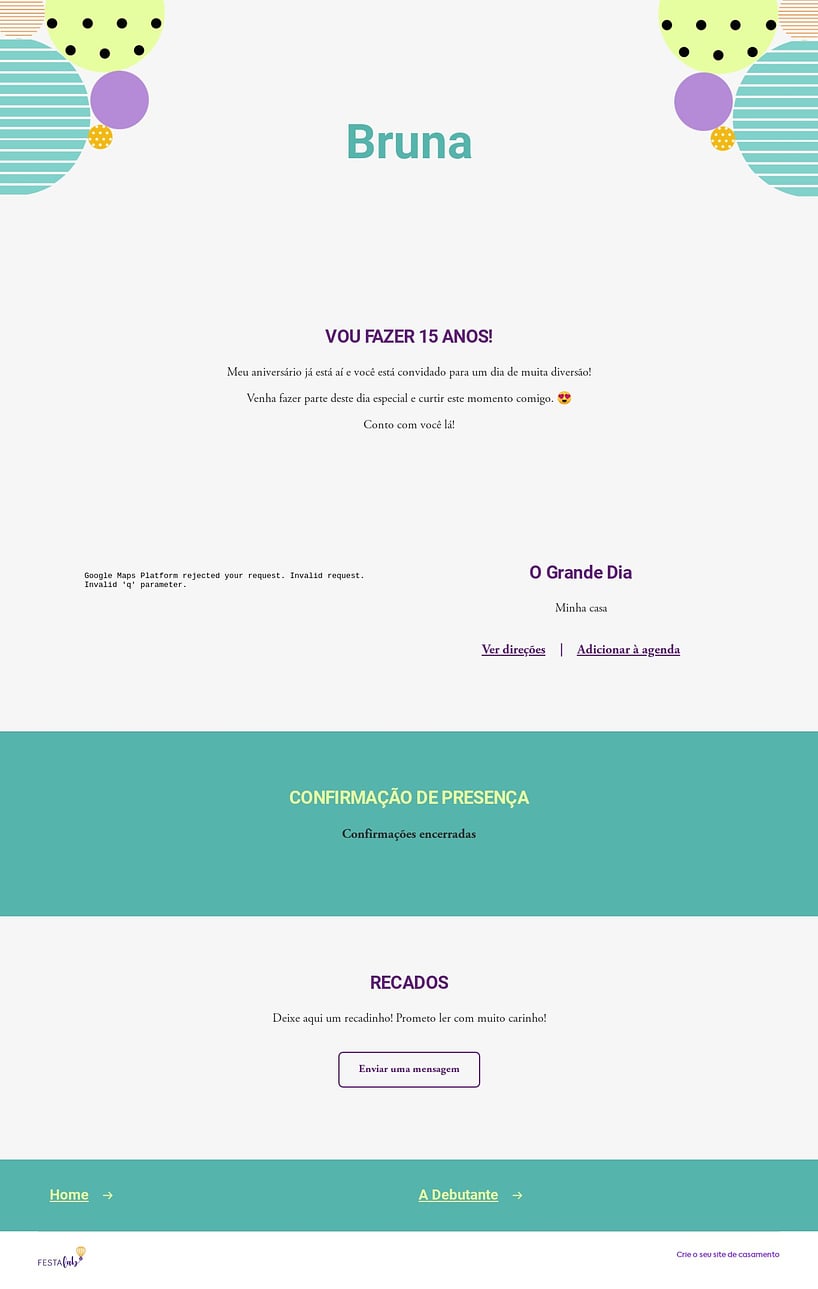 Convite Online Aniversário de 15 anos - Letras Festivas cor verde | FestaLab