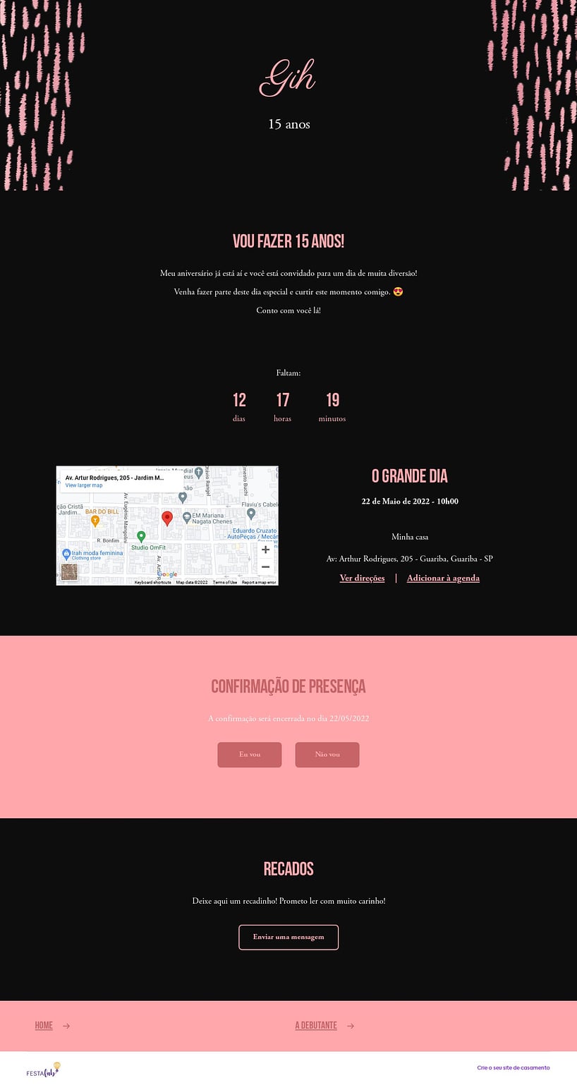 Convite Online Aniversário de 15 anos - Metalizado Rosa | FestaLab