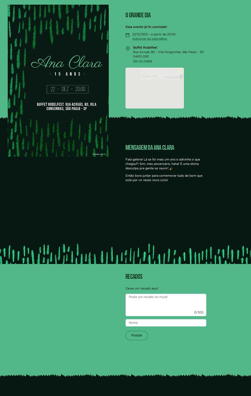 Convite Online Aniversário de 15 anos - Metalizado Verde | FestaLab