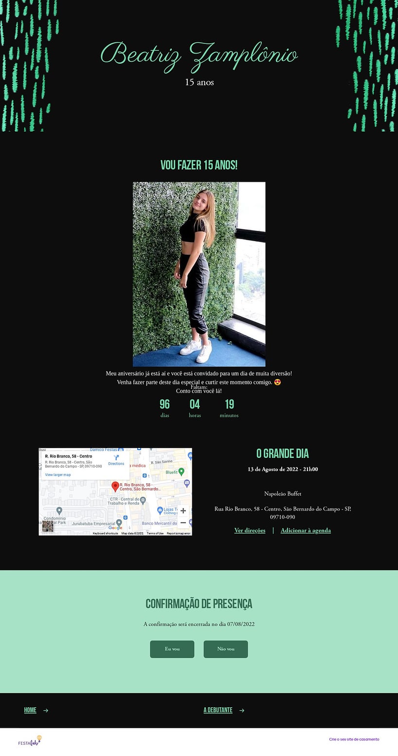 Convite Online Aniversário de 15 anos - Metalizado Verde | FestaLab