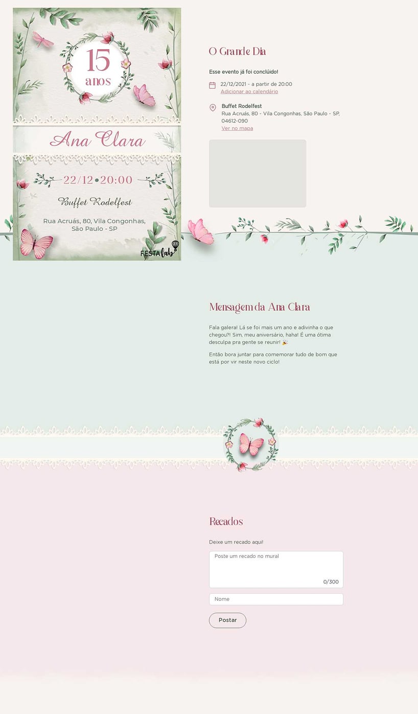 Convite Online Aniversário de 15 anos - Meu Jardim Encantado | FestaLab