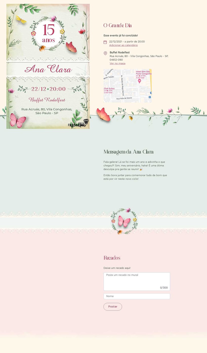 Convite Online Aniversário de 15 anos - Jardim Colorido | FestaLab