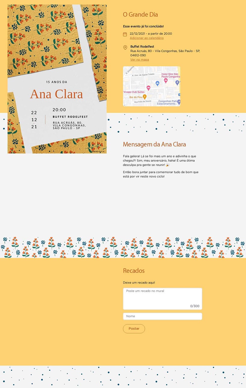 Convite Online Aniversário de 15 anos - Tecido Floral Amarelo | FestaLab