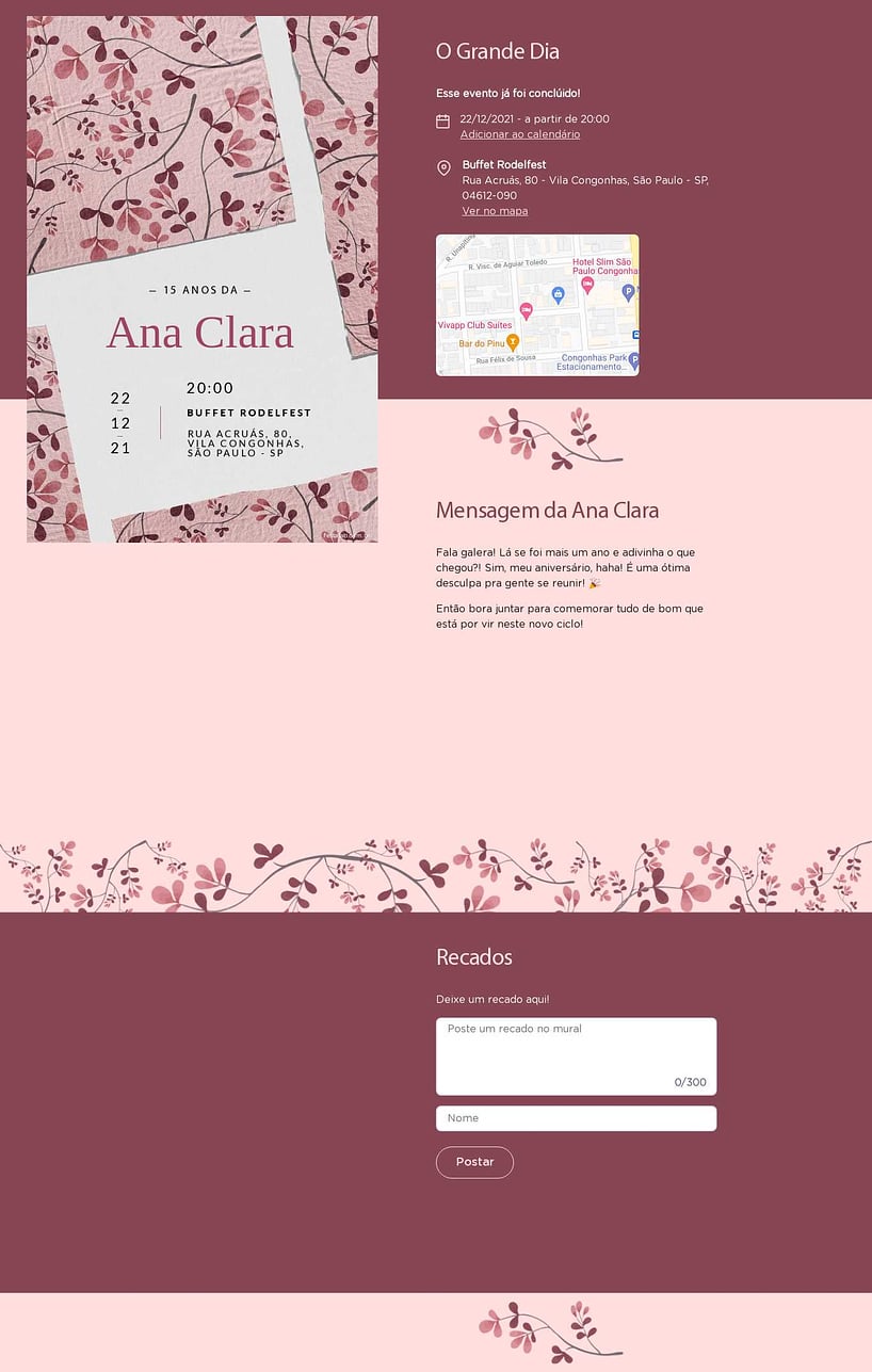 Convite Online Aniversário de 15 anos - Tecido Floral Lilás | FestaLab