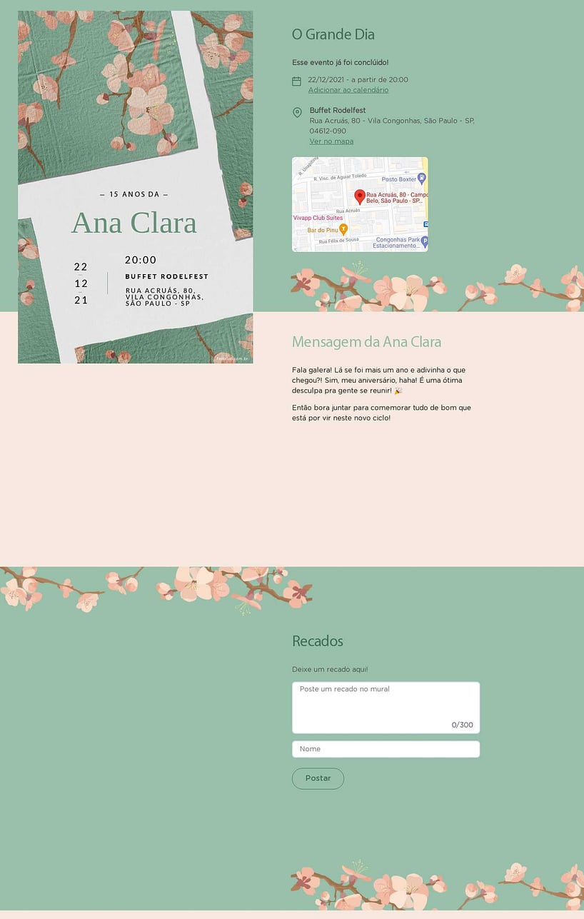 Convite Online Aniversário de 15 anos - Tecido Floral Verde | FestaLab