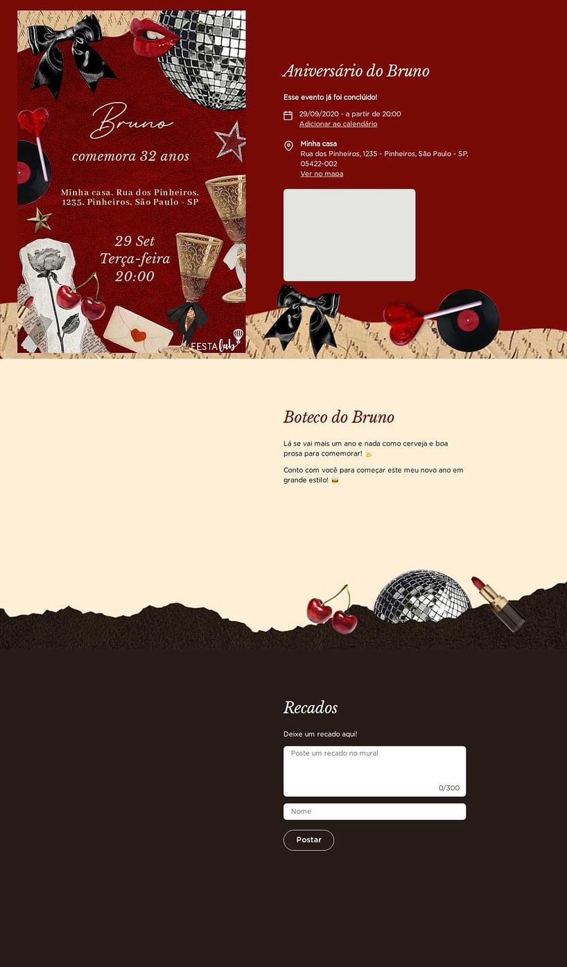 Convite online de aniversário - Aesthetic Vermelho| FestaLab