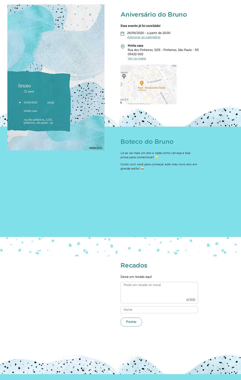Convite online de aniversário - Aquarelado azul| FestaLab
