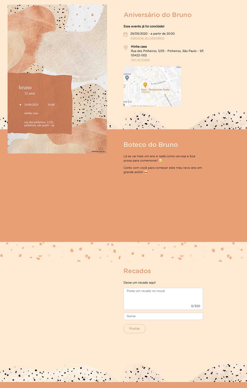 Convite online de aniversário - Aquarelado Marrom| FestaLab
