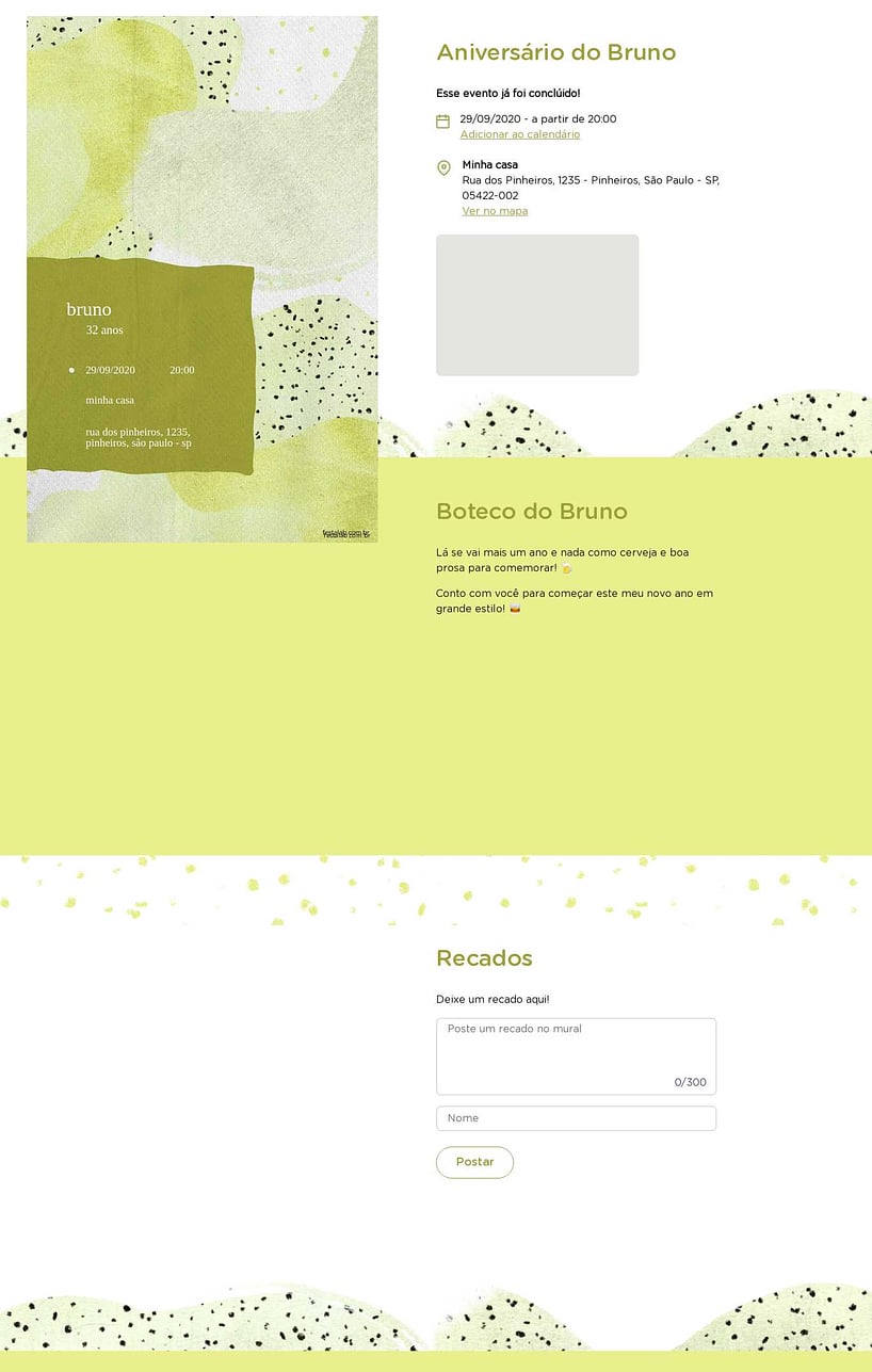 Convite online de aniversário - Aquarelado verde| FestaLab