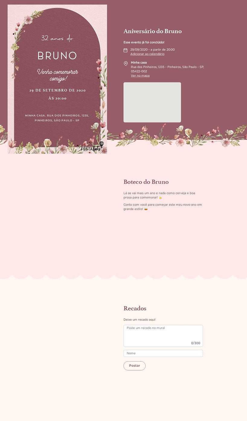 Convite online de aniversário - Arco das Flores Rose| FestaLab