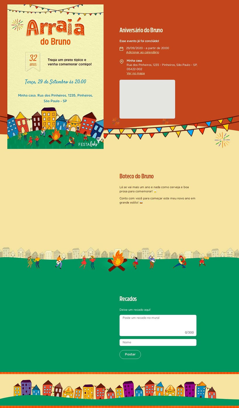 Convite online de aniversário - Arraiá Bão Demais| FestaLab