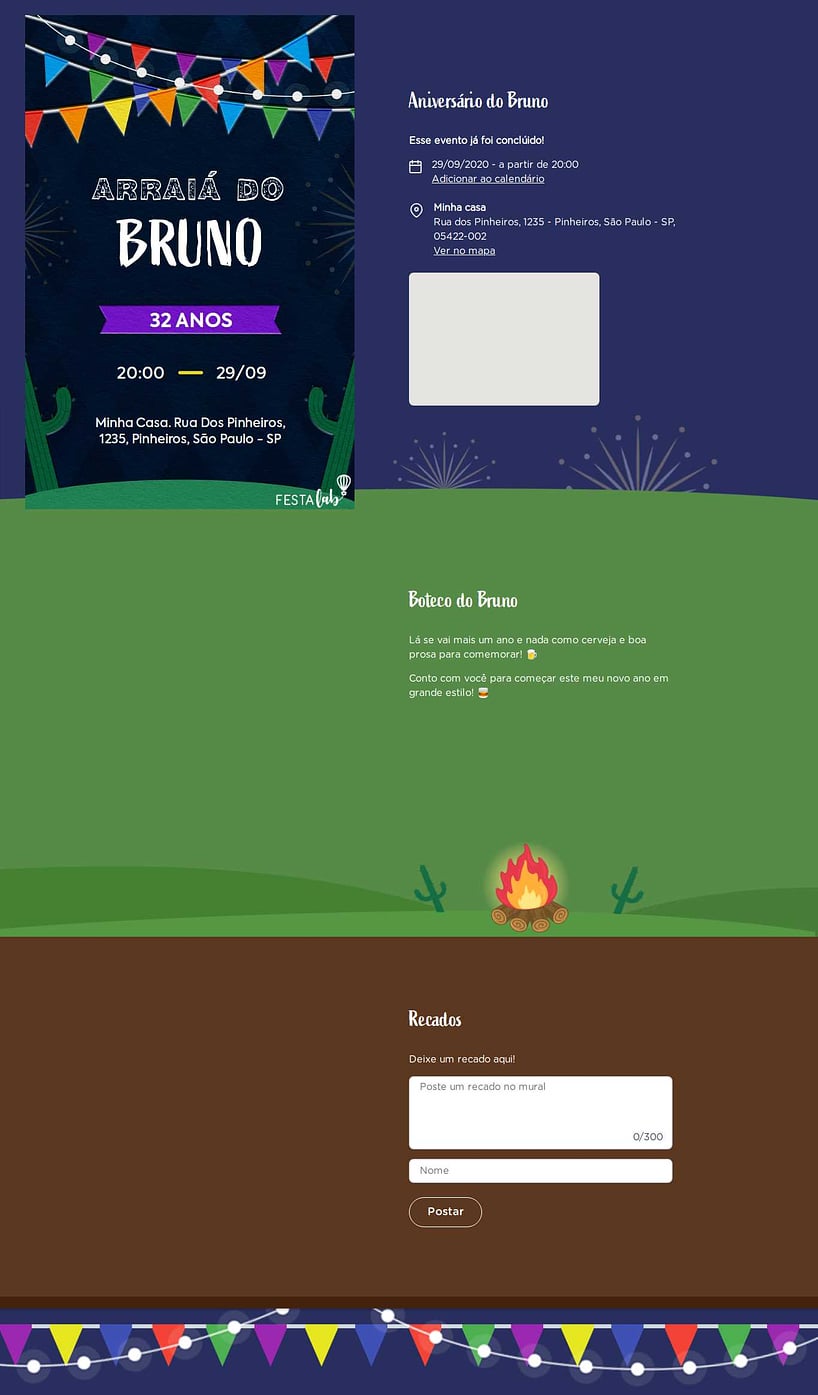 Convite online de aniversário - Arraiá da Galera| FestaLab