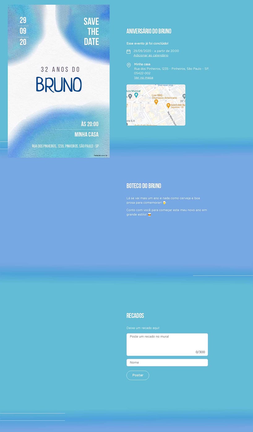 Convite online de aniversário - Blush azul| FestaLab