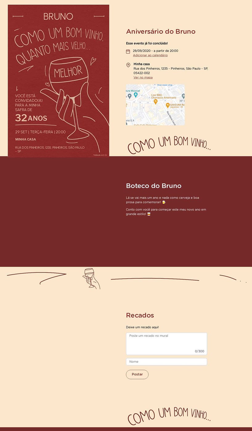 Convite online de aniversário - Bom Vinho Vermelho| FestaLab