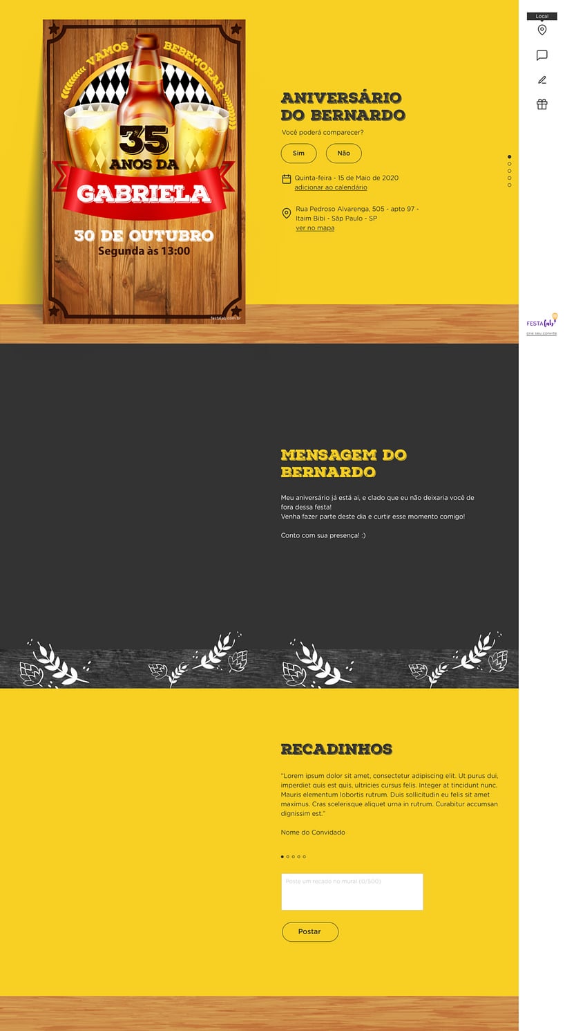 Convite online de aniversário - Boteco Cerveja| FestaLab