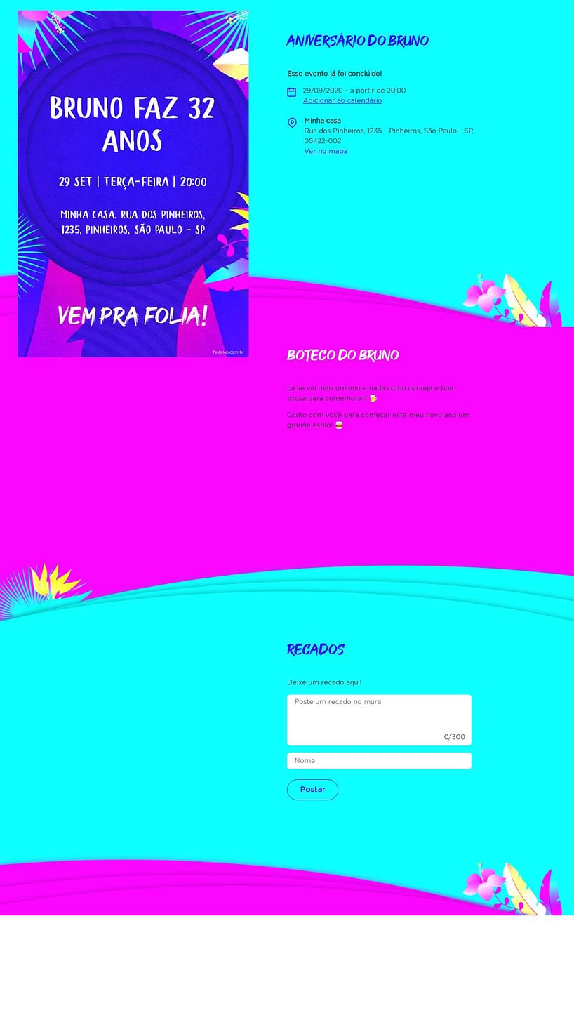 Convite online de aniversário - Carnaval Neon| FestaLab