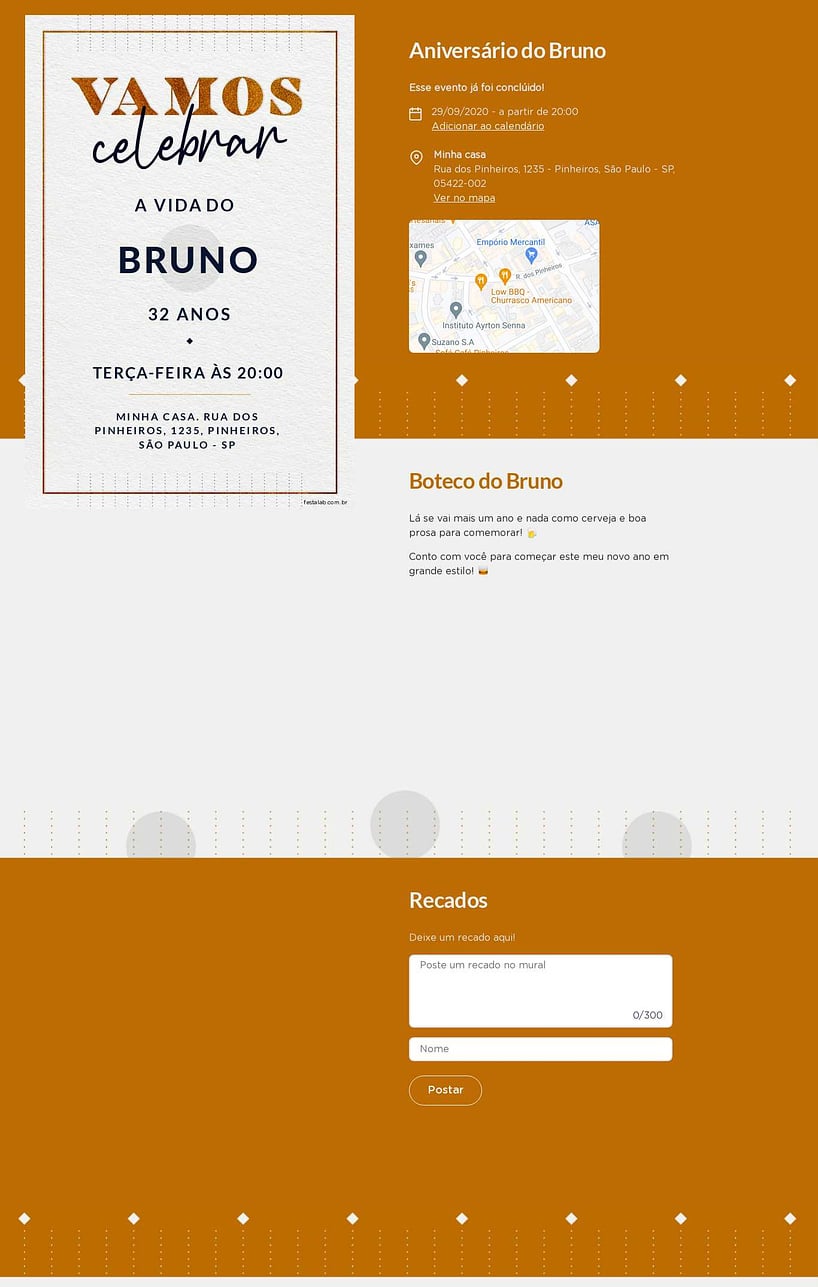 Convite online de aniversário - Celebração Preto e Cobre| FestaLab