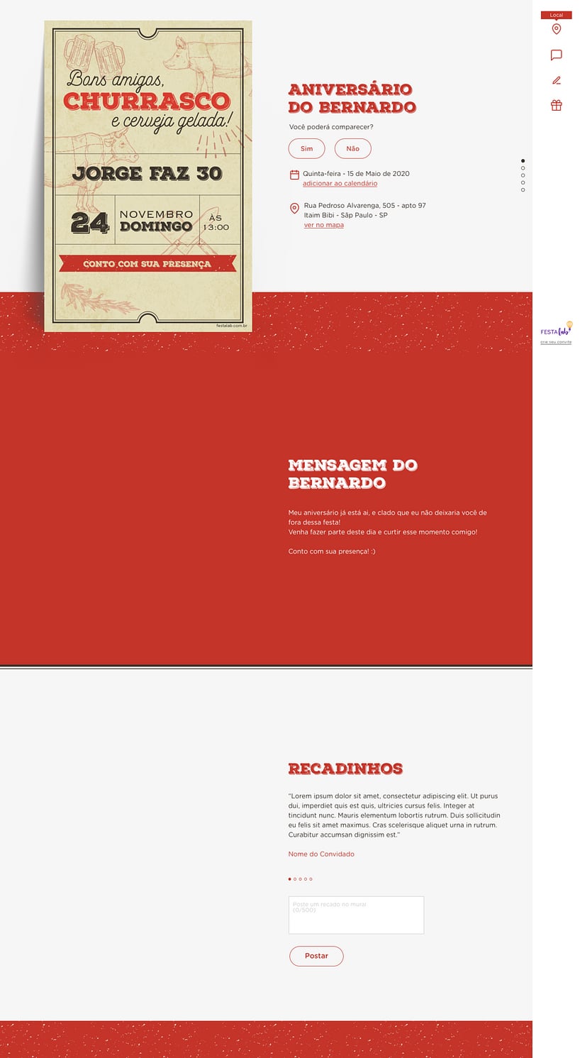 Convite online de aniversário - Churrasco| FestaLab
