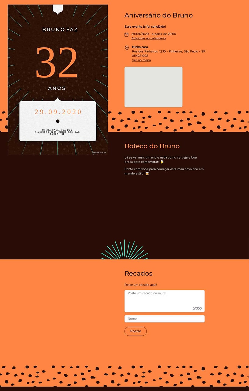 Convite online de aniversário - Classico Marrom e Verde| FestaLab