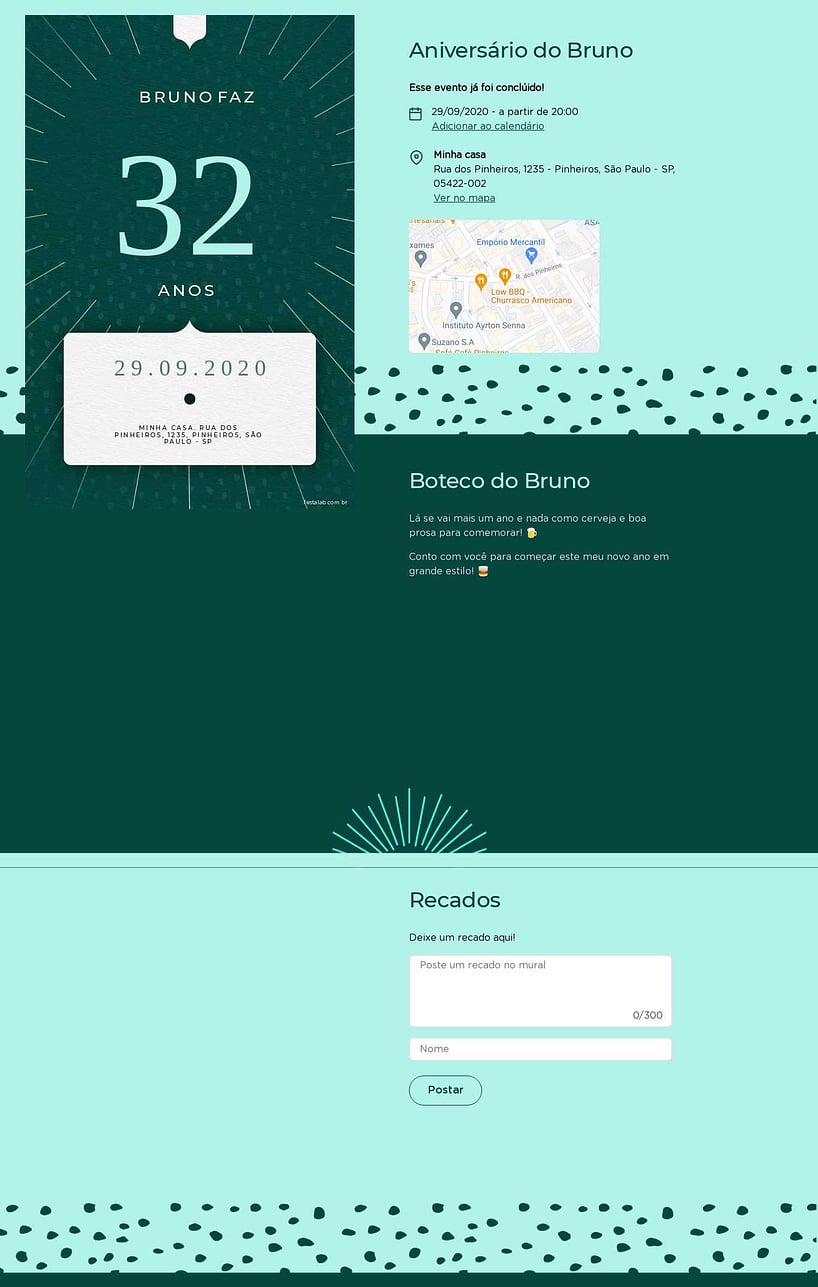 Convite online de aniversário - Classico Verde| FestaLab
