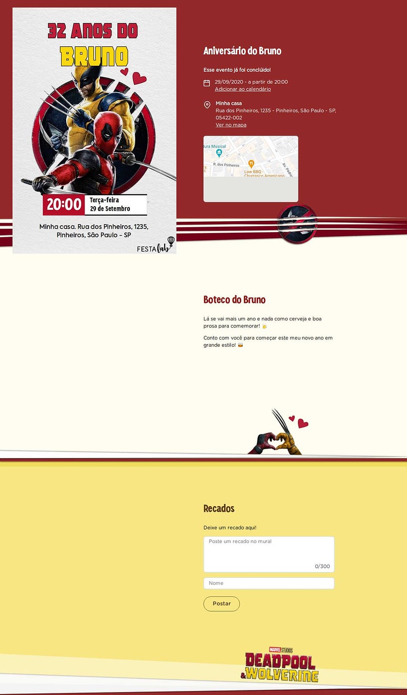 Convite online de aniversário - Deadpool em uma aventura| FestaLab
