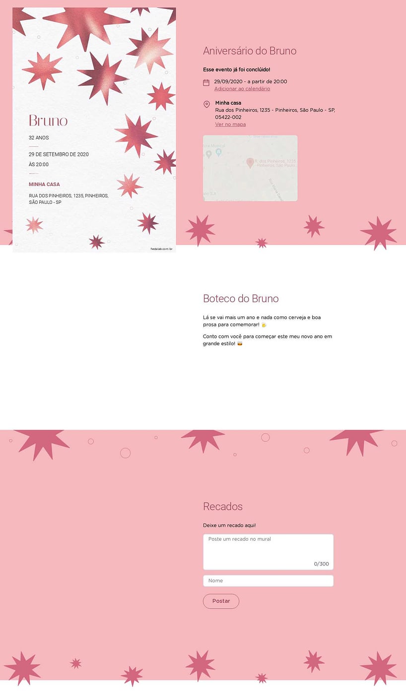 Convite online de aniversário - Estrelado Vermelho| FestaLab