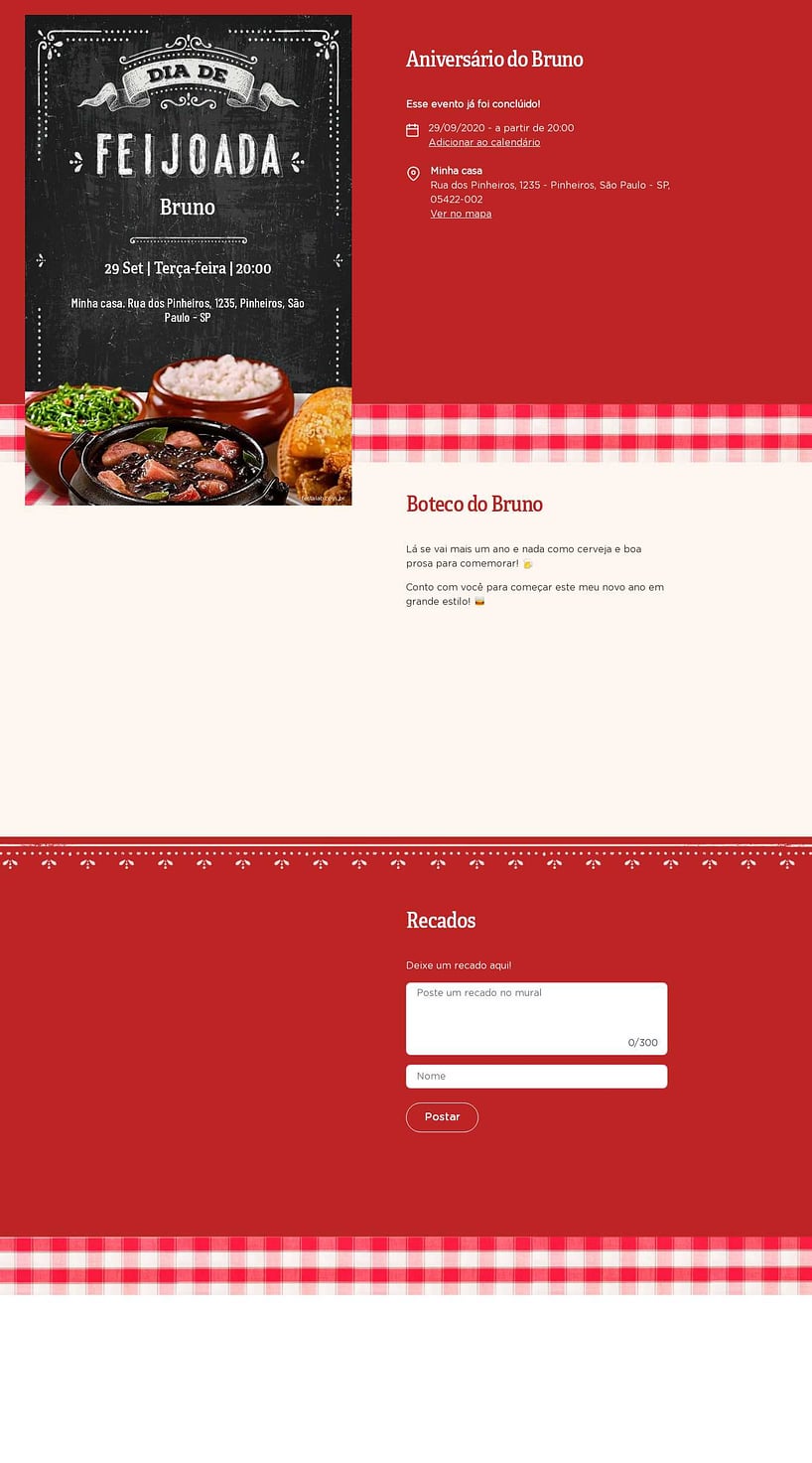 Convite online de aniversário - Feijoada| FestaLab