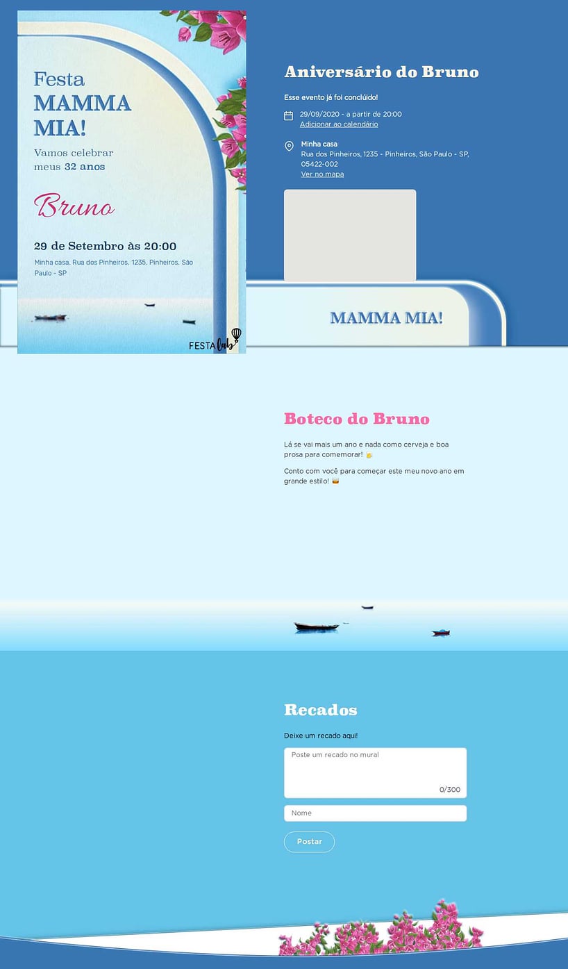 Convite online de aniversário - Festa Mamma Mia!| FestaLab