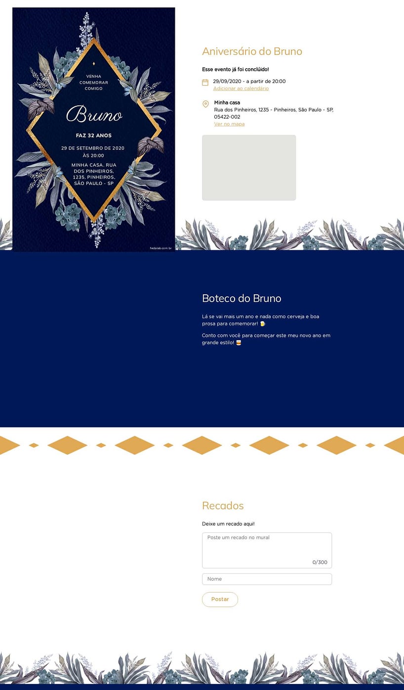 Convite online de aniversário - Floral Azul| FestaLab