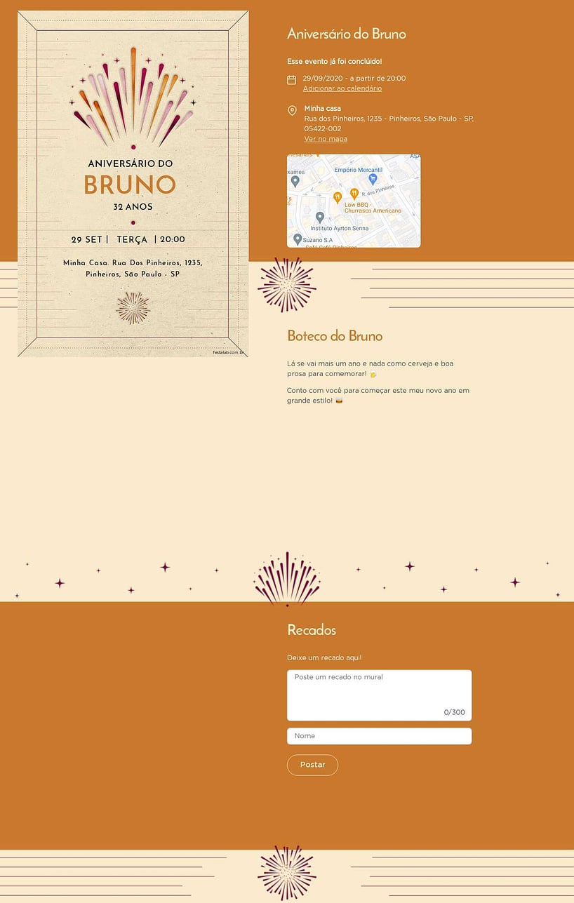 Convite online de aniversário - Fogos de Aniversário| FestaLab