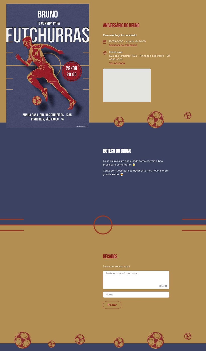 Convite online de aniversário - Futchurras| FestaLab