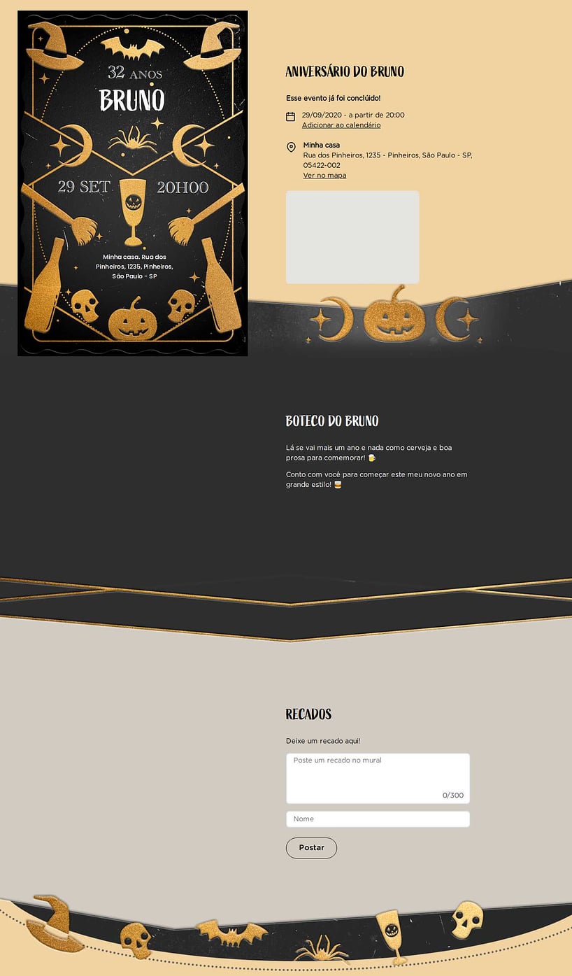 Convite online de aniversário - Halloween dourado| FestaLab
