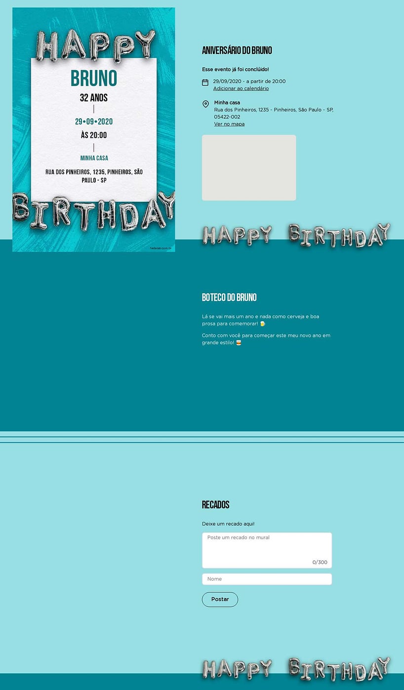 Convite online de aniversário - Happy Birthday: Azul| FestaLab