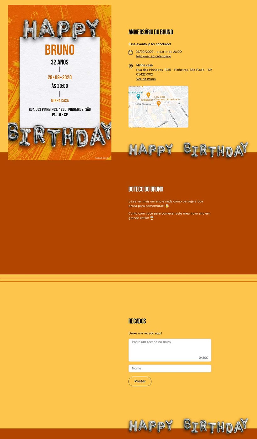 Convite online de aniversário - Happy Birthday: Laranja| FestaLab