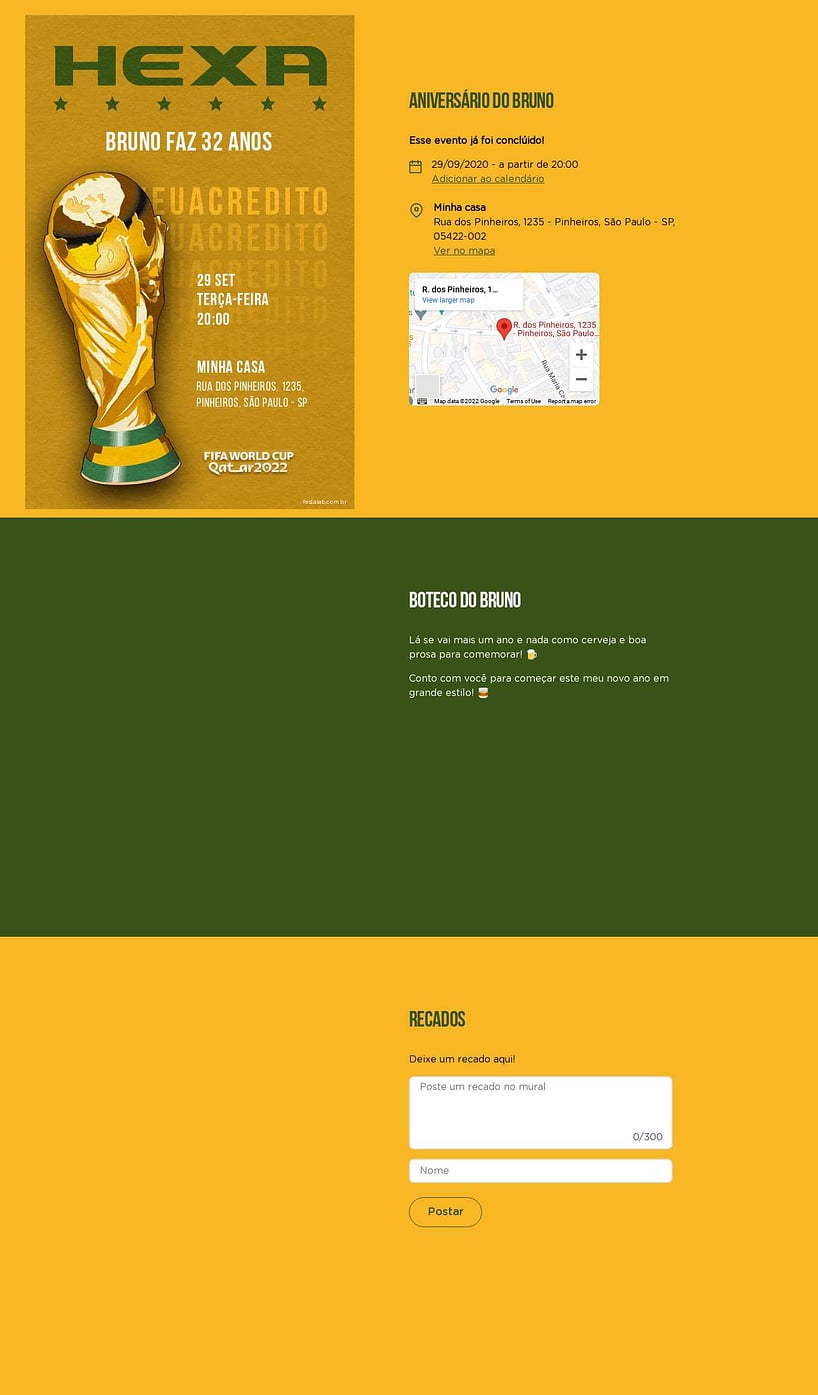 Convite online de aniversário - Hexa Dourado| FestaLab