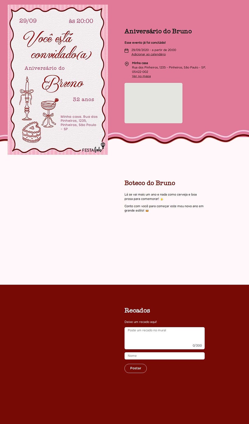 Convite online de aniversário - Laços e Bolos Aesthetic| FestaLab
