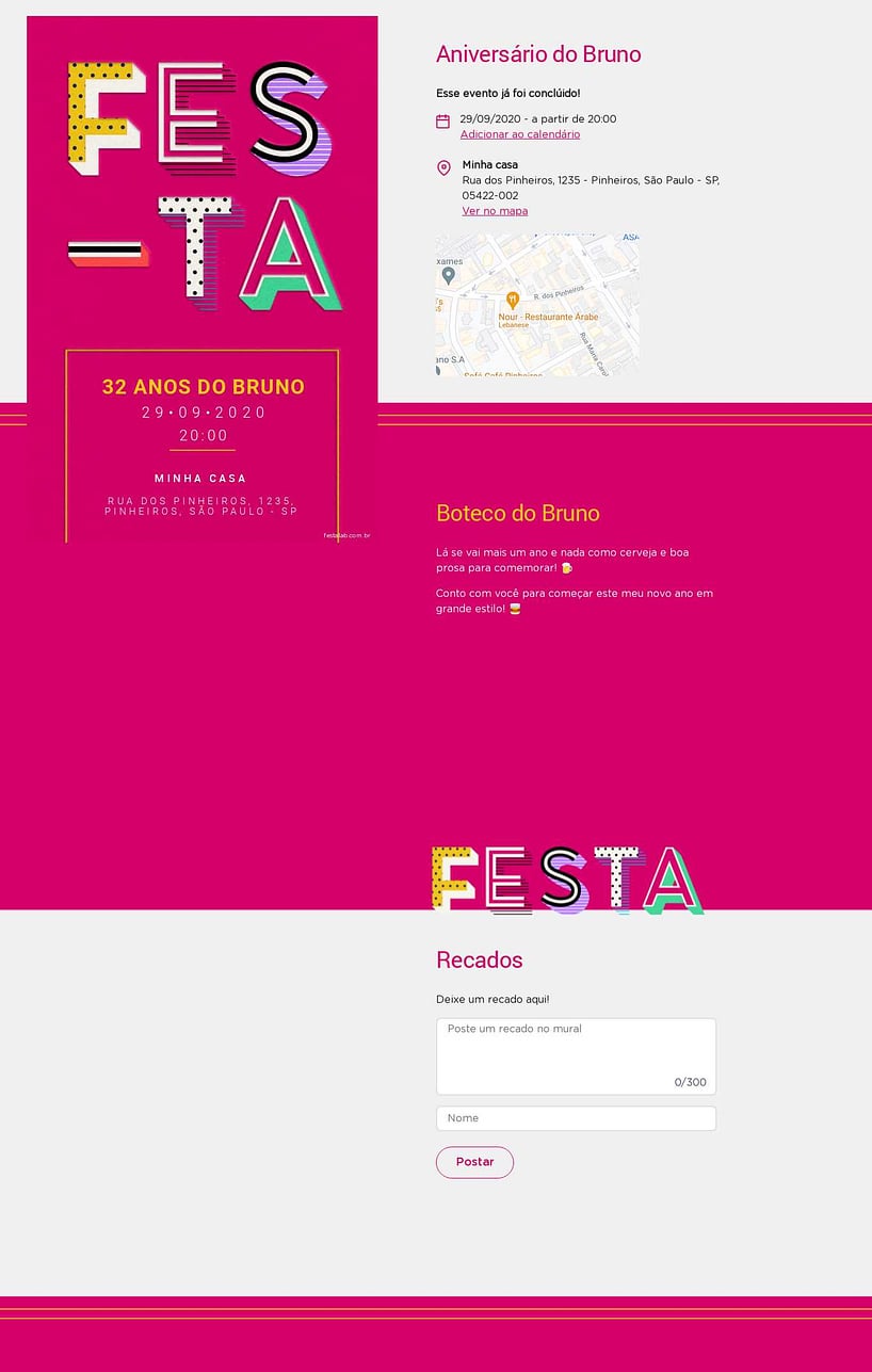 Convite online de aniversário - Letras Festivas| FestaLab