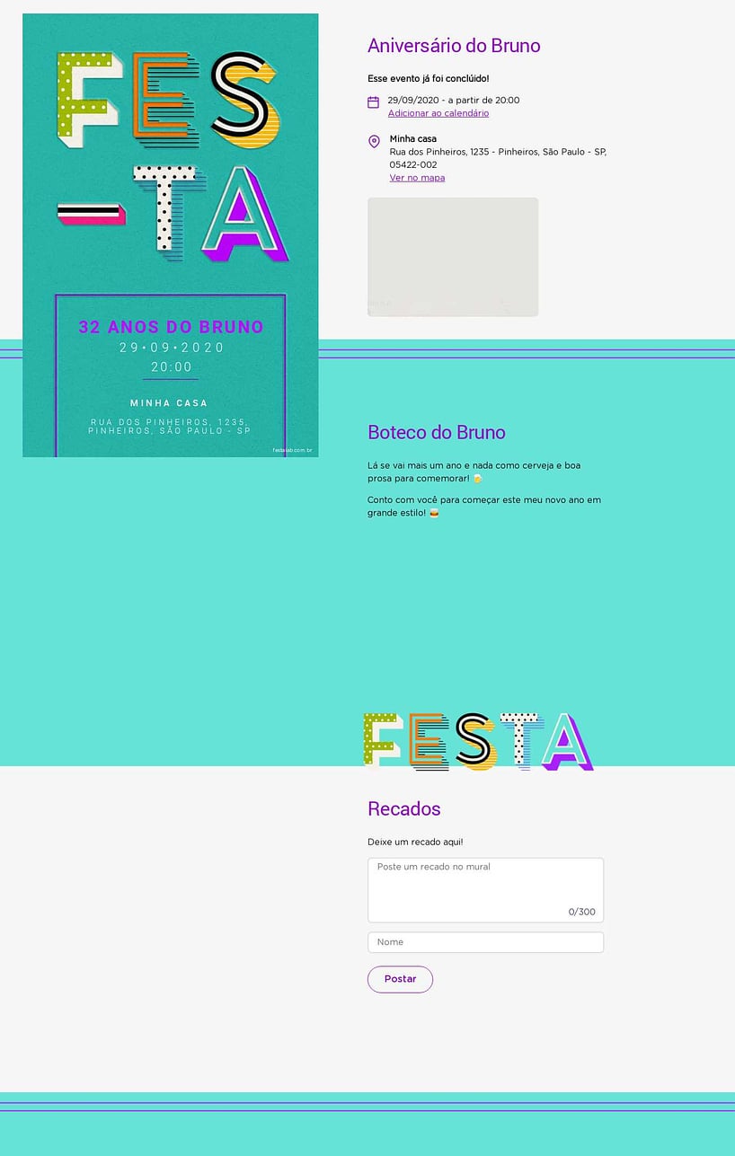 Convite online de aniversário - Letras Festivas cor verde| FestaLab