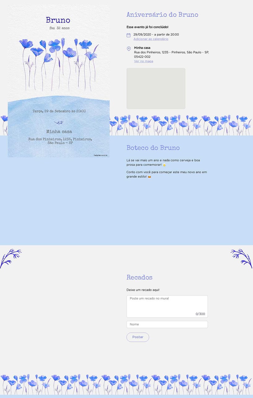 Convite online de aniversário - Lírios aquarela azul| FestaLab