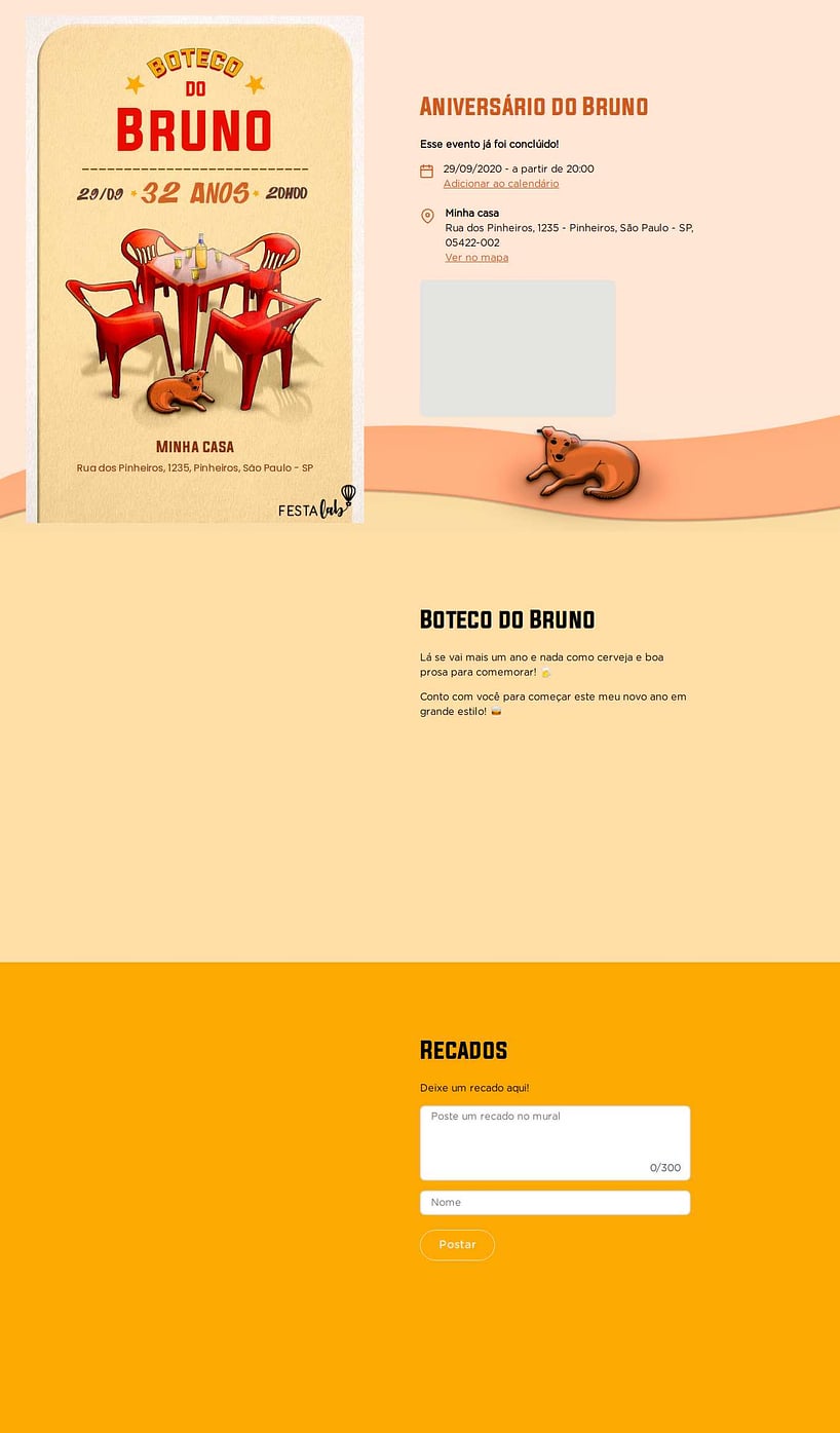 Convite online de aniversário - Mesa de boteco| FestaLab