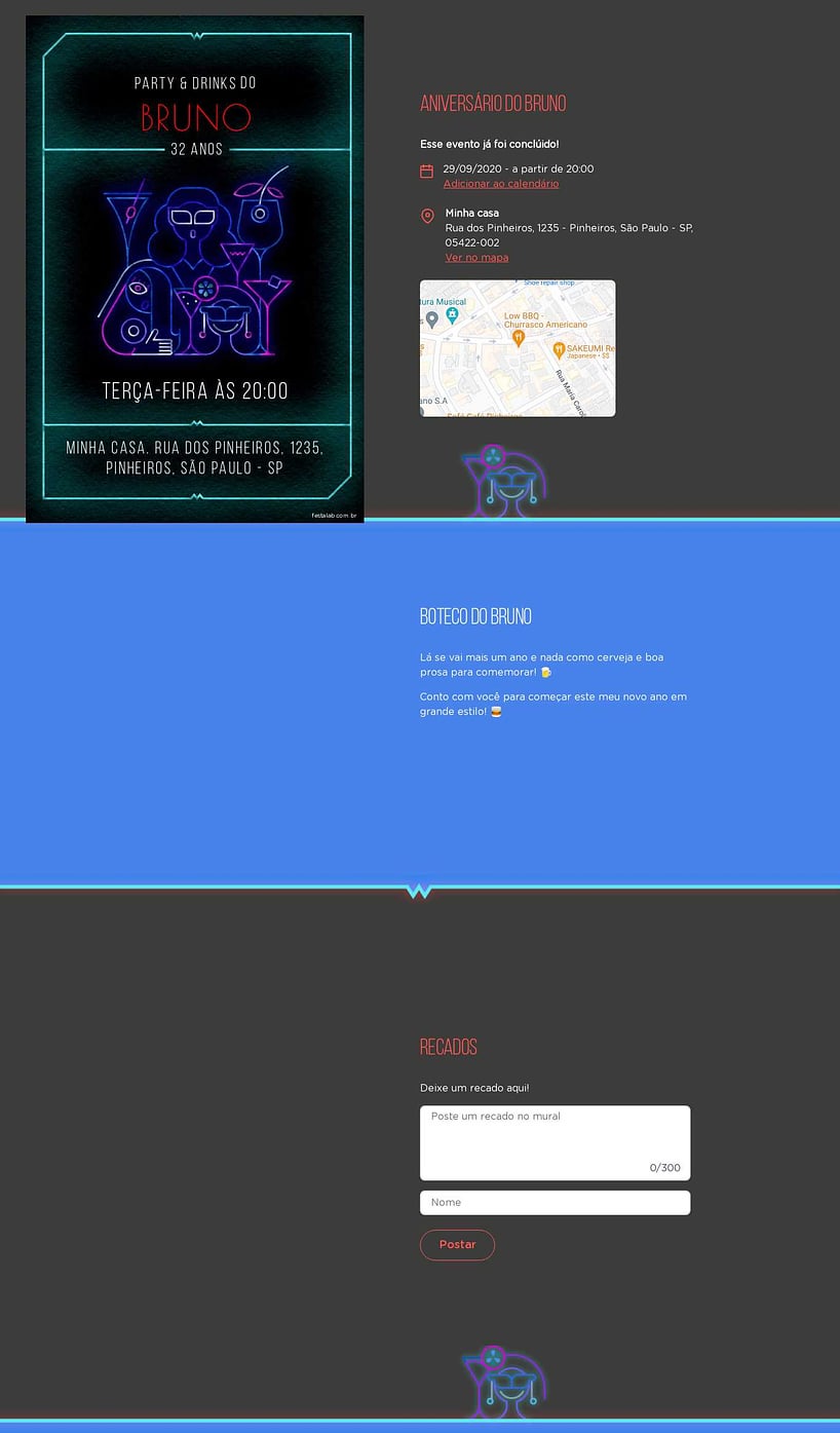 Convite online de aniversário - Neon Drink Azul| FestaLab