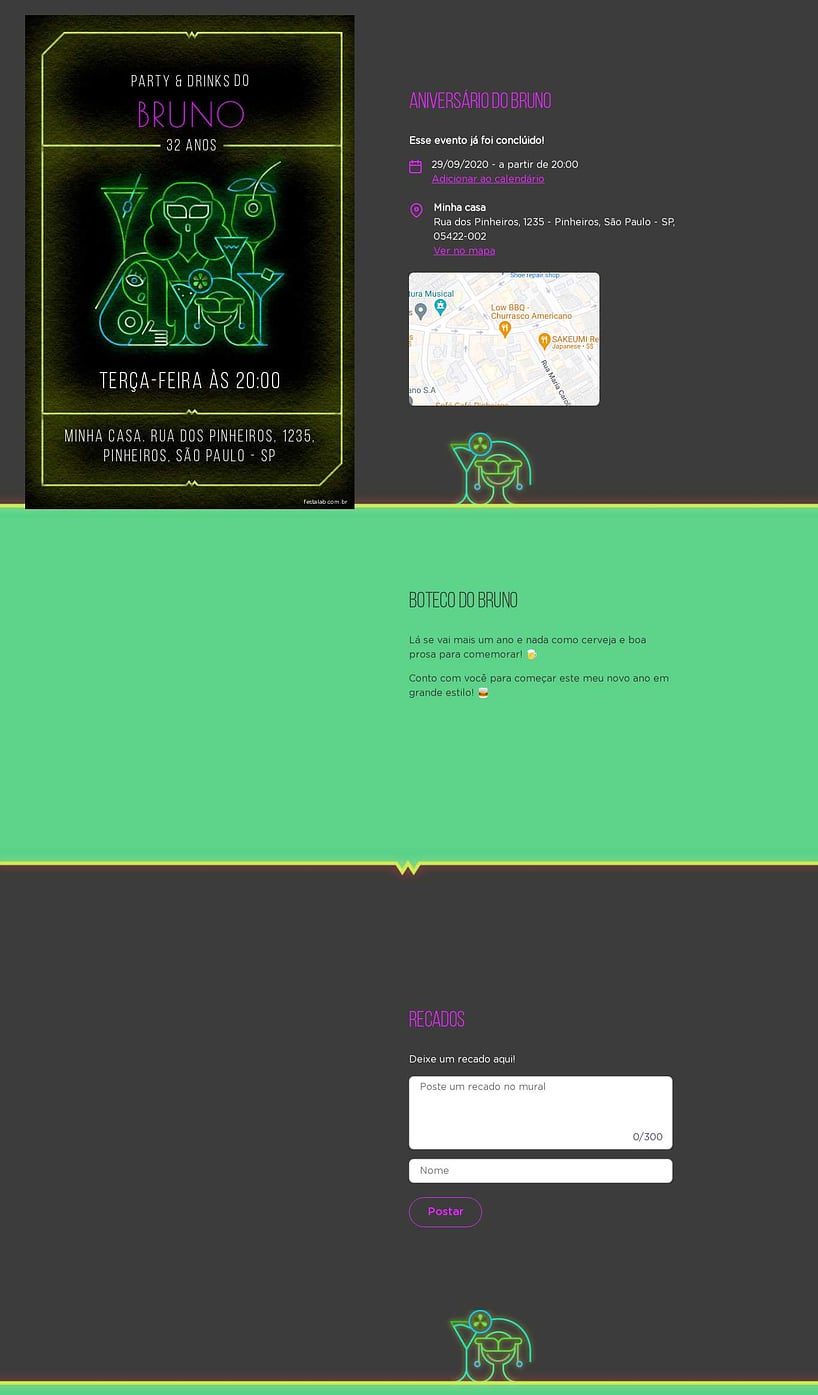 Convite online de aniversário - Neon Drink Verde| FestaLab