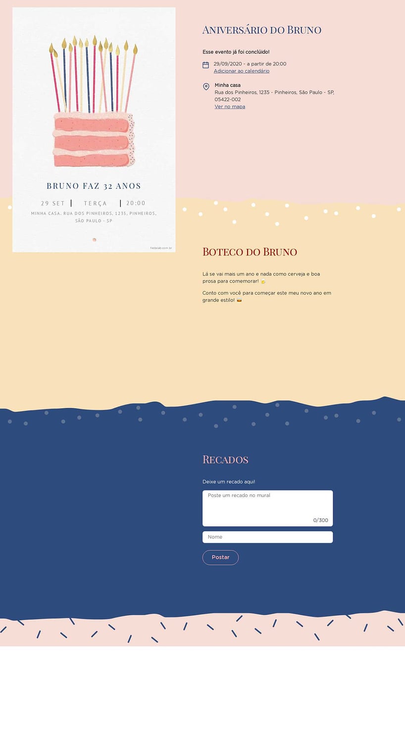 Convite online de aniversário - Pedaço de Bolo| FestaLab