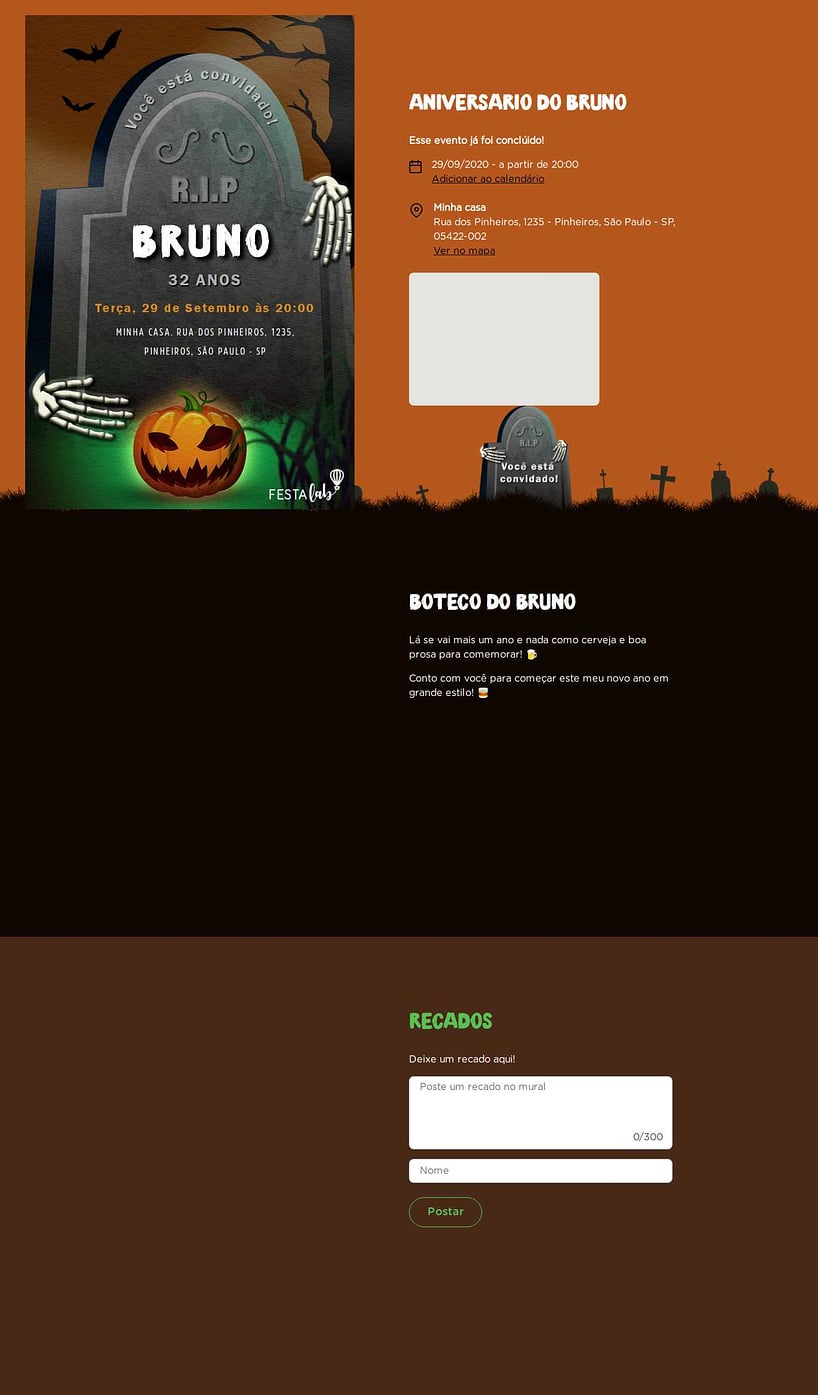 Convite online de aniversário - RIP| FestaLab