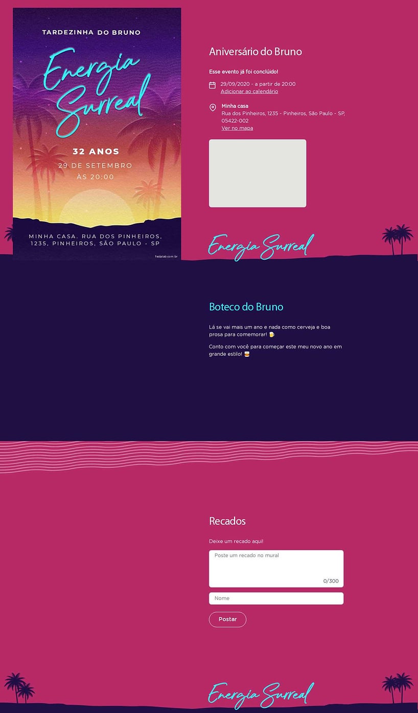 Convite online de aniversário - Uma Festa ao Pôr do Sol: Laranja e Roxo| FestaLab