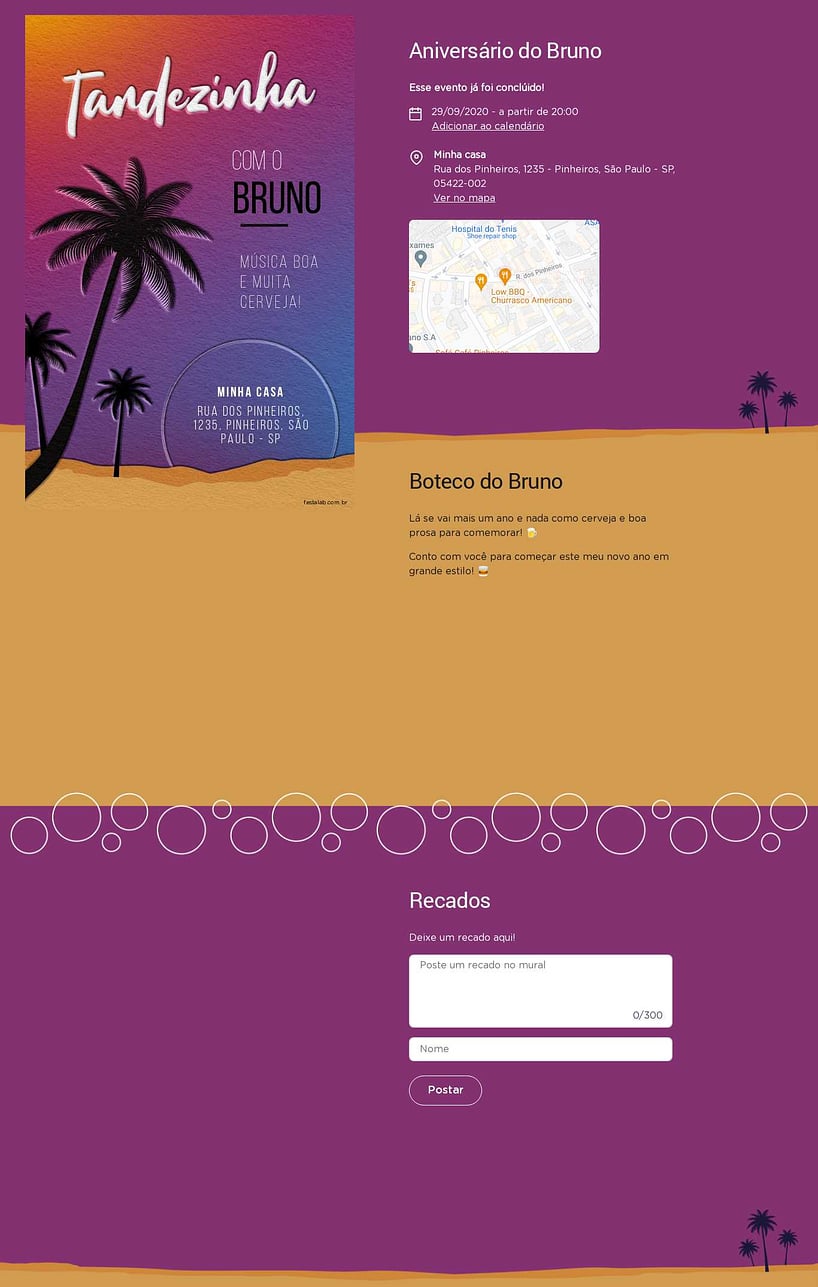 Convite online de aniversário - Tardezinha roxa| FestaLab